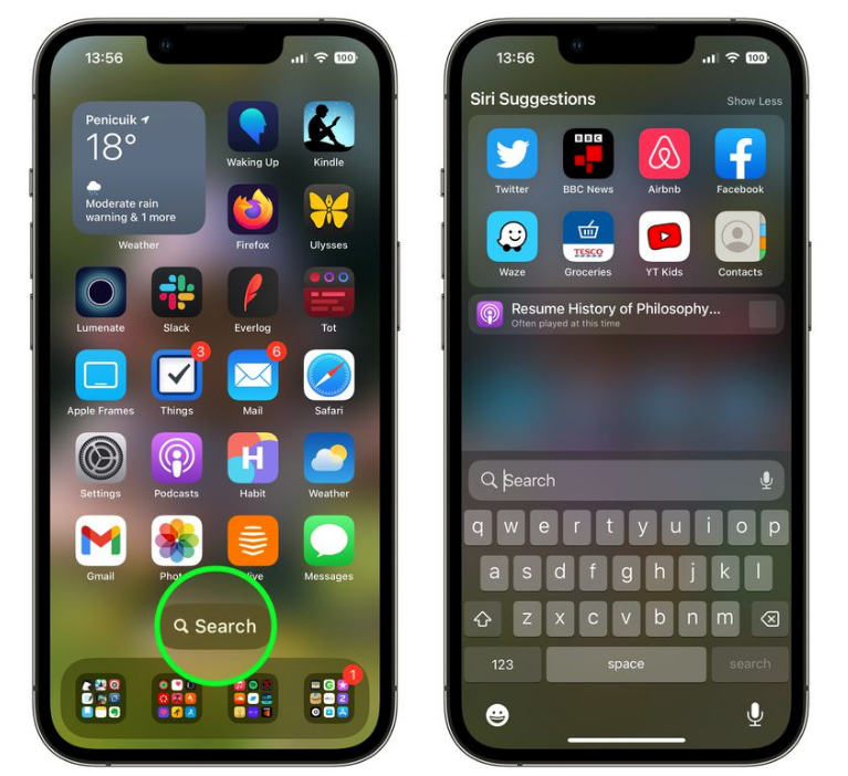 城关苹果手机维修分享升级到 iOS 16 后，如何删除主屏幕上的搜索按钮 